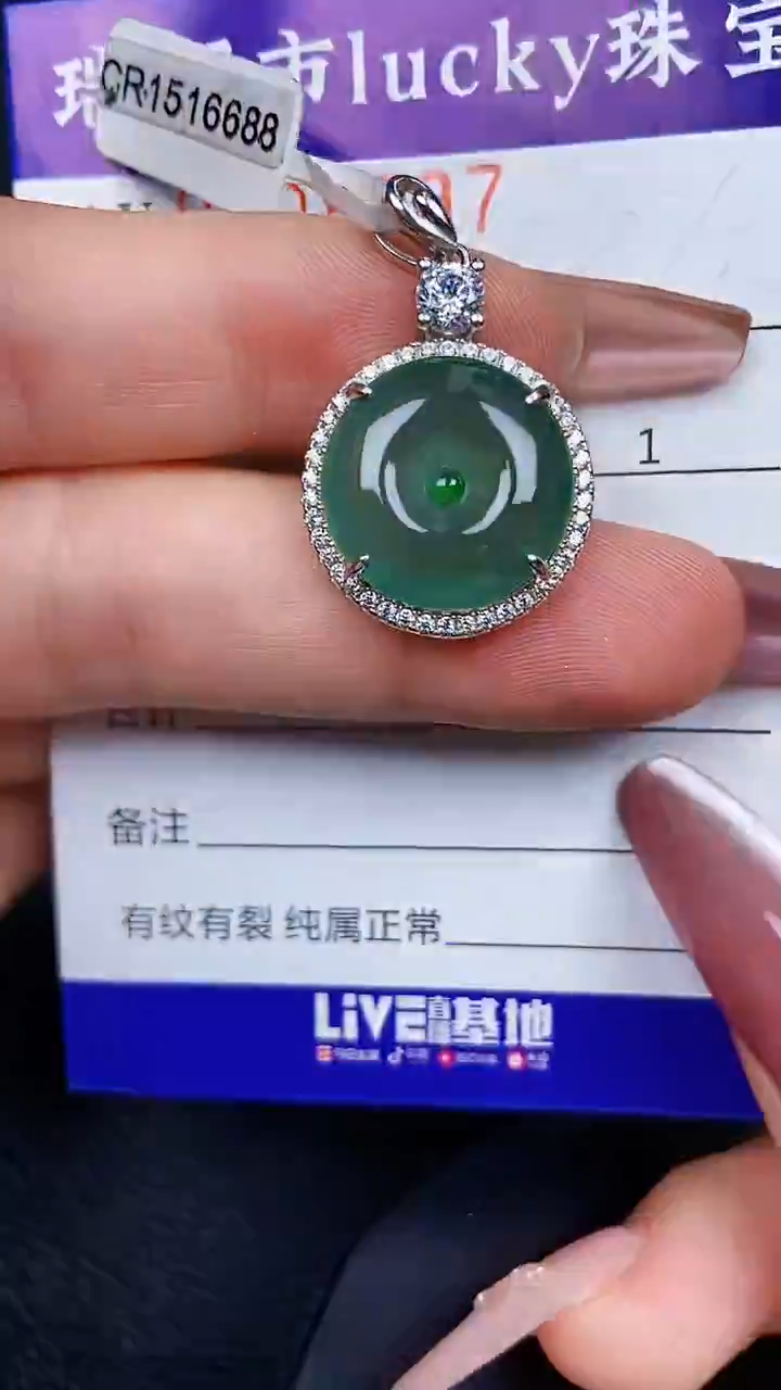 翡翠银S925镶嵌颈饰8797