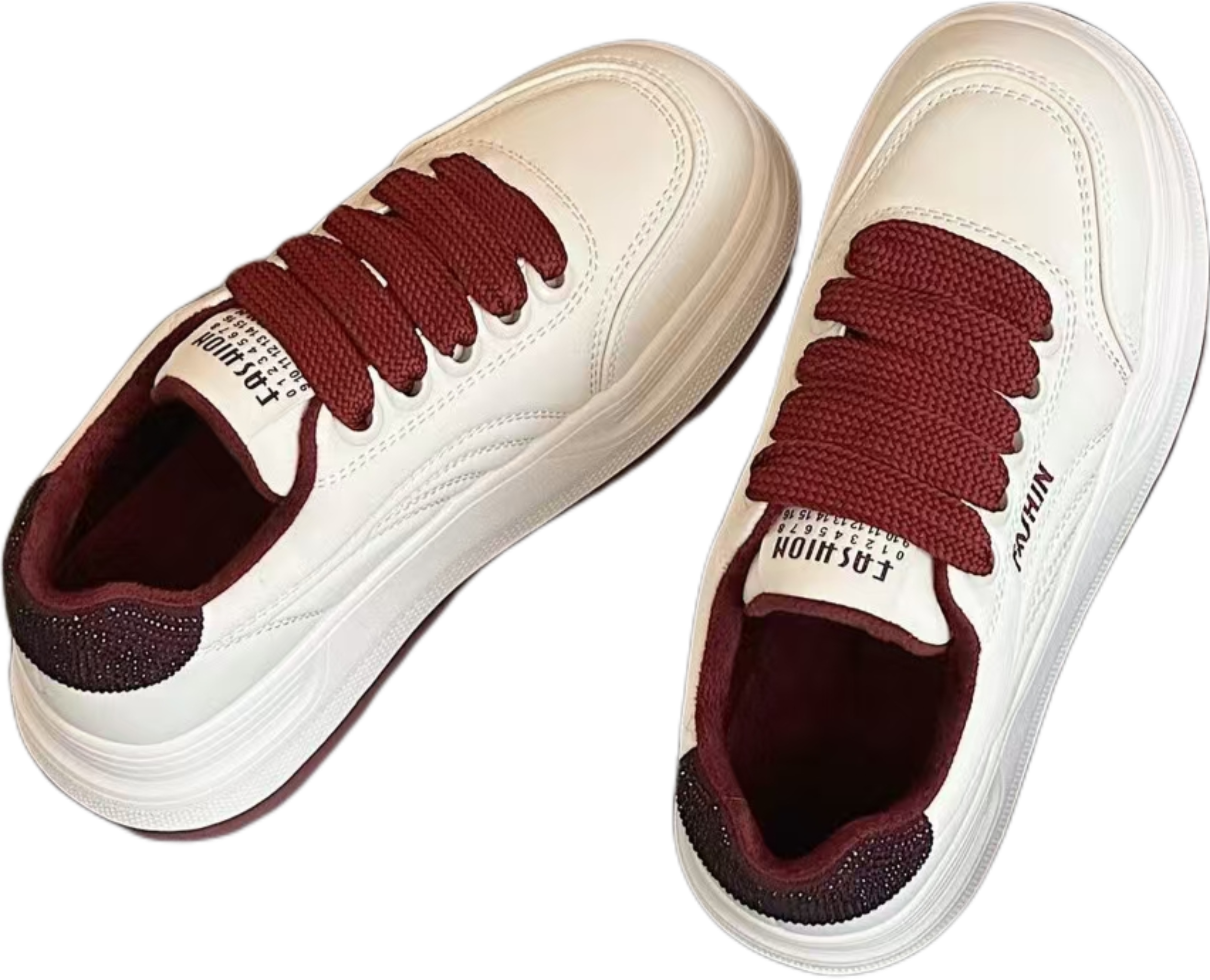 时尚女板鞋百搭加绒小白鞋圆头软皮薄绒平底厚底系带轻便女休闲鞋