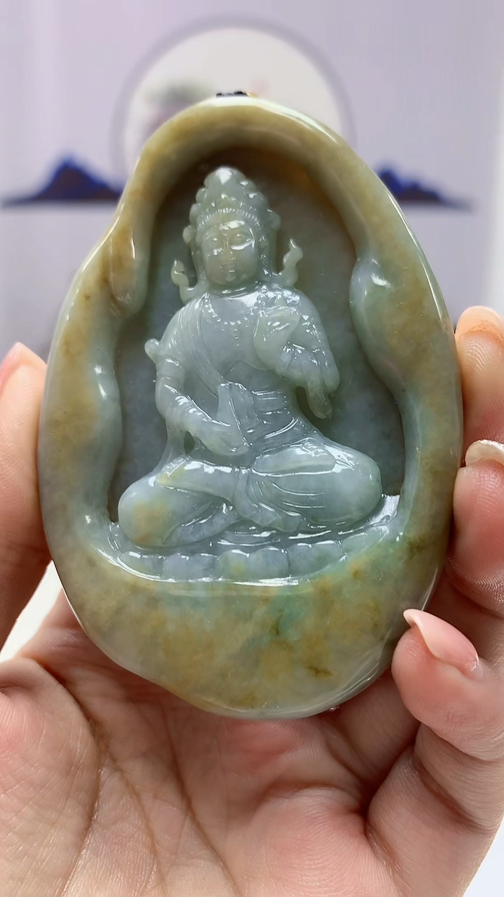 【闪购商品】定制翡翠未镶嵌5060ms-毛货35观音