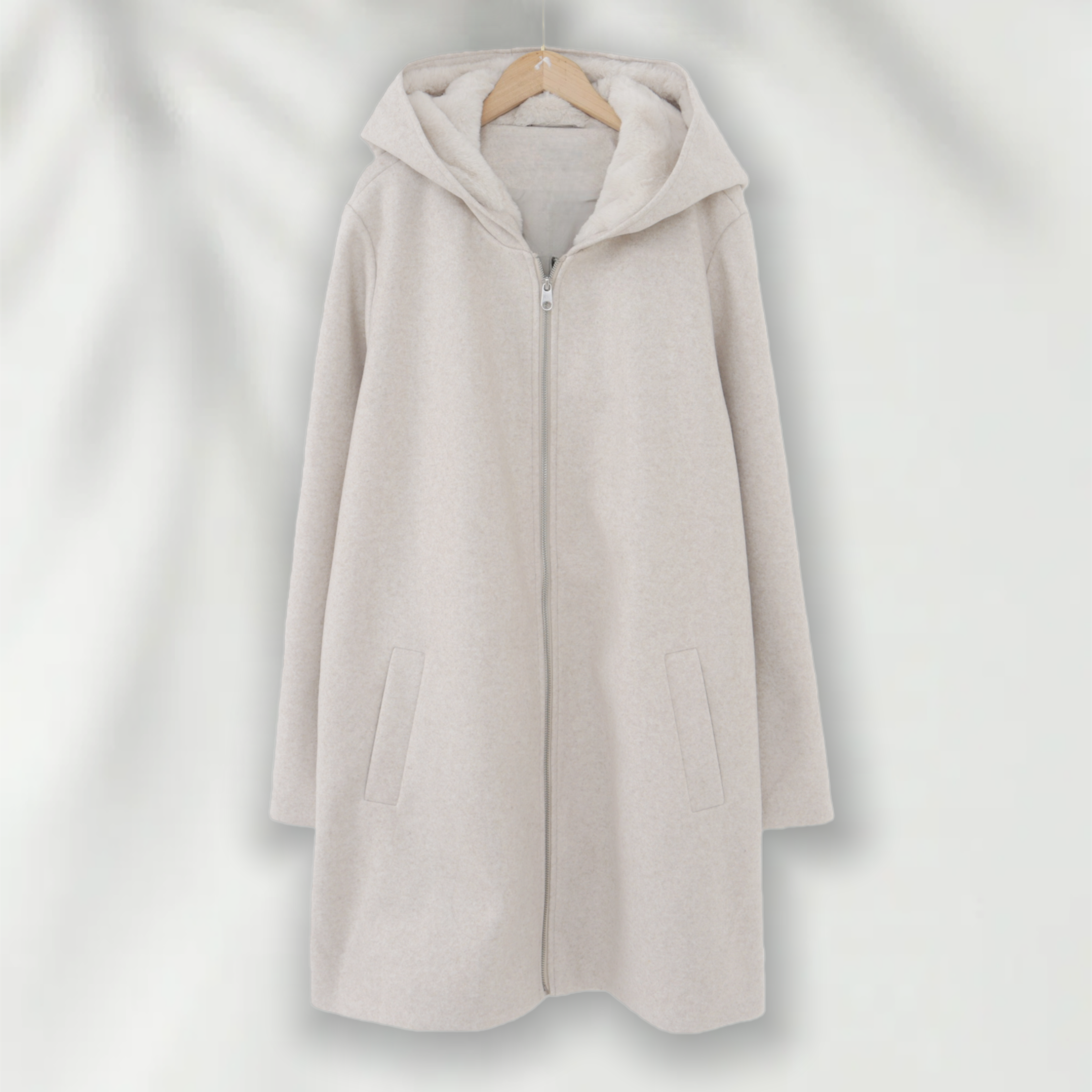 女士秋冬连帽毛呢大衣02600连帽拉链款帽子加厚时尚舒适保暖