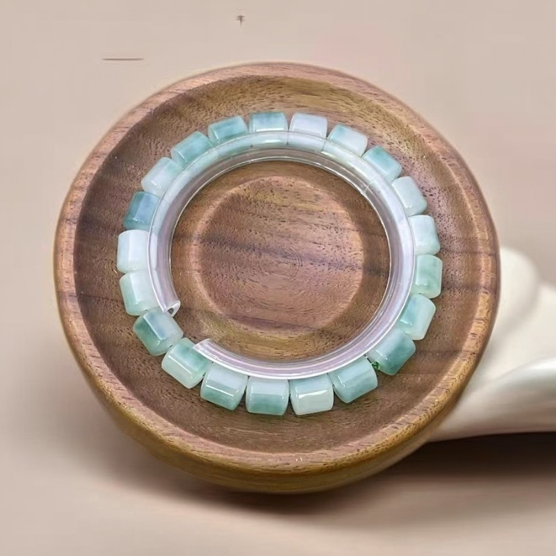 【佳玺珠宝】196  精美手串 冰乌蓝花筒珠8mm