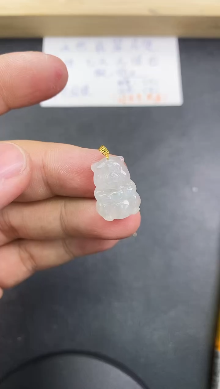 【闪购商品】翡翠颈饰18K金镶嵌天然翡翠A货赠皮绳