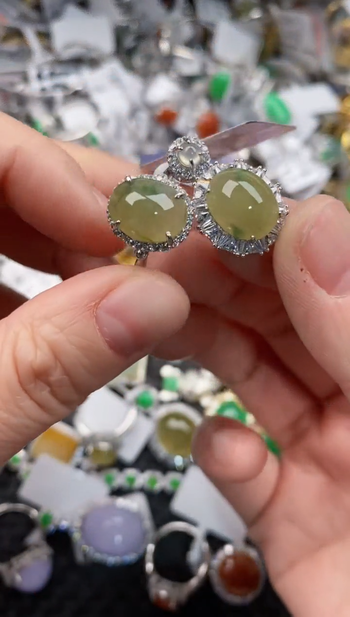 银S925镶嵌戒指翡翠333               4