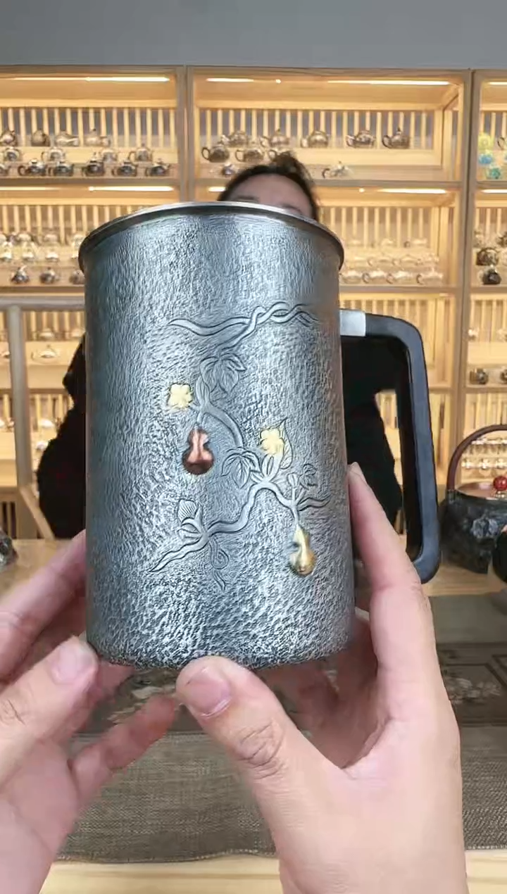 【闪购商品】足银999熏色葫芦扎啤马克杯