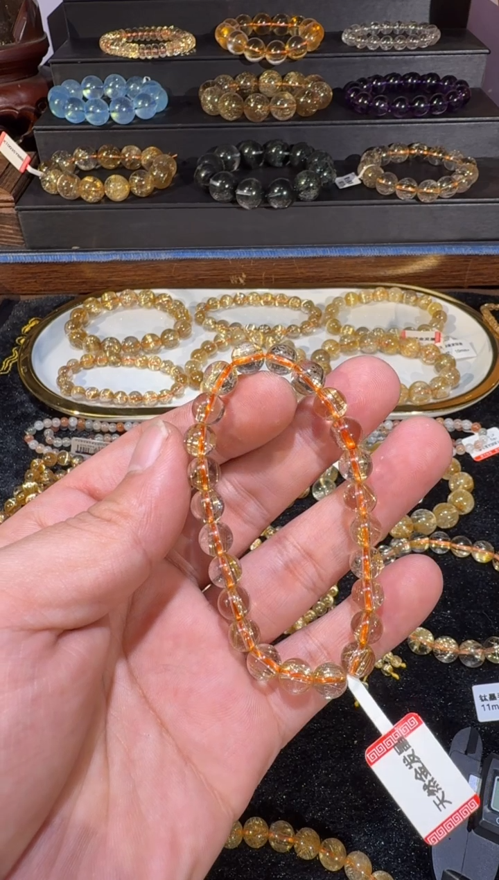 未镶嵌手串发晶SJ-673金发晶7m+