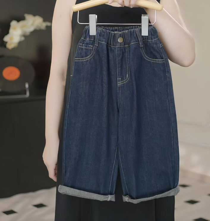 【鸭梨童品】韩版加厚加绒纯色百搭时尚牛仔裤y10600