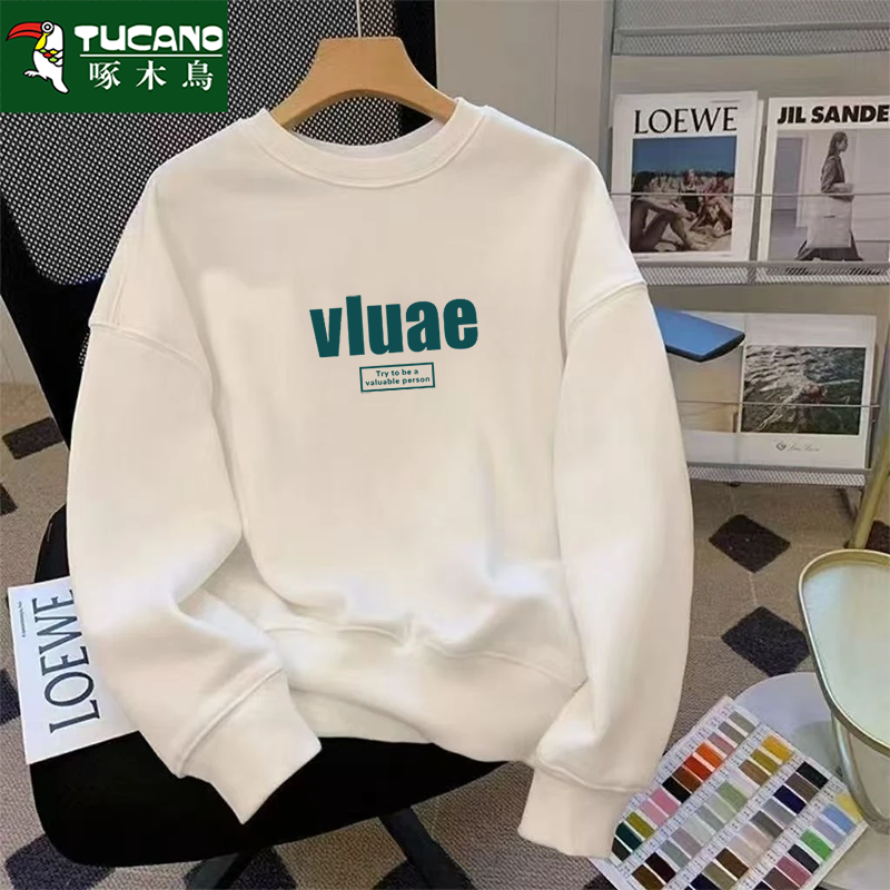 啄木鳥2024新款卫衣男女休闲圆领宽松美式运动长袖男季打底衫男装