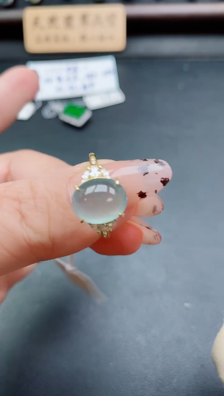 银S925镶嵌戒指翡翠1
