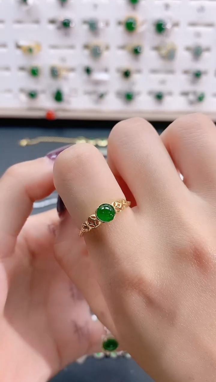 【闪购商品】翡翠戒指银S925镶嵌天然翡翠