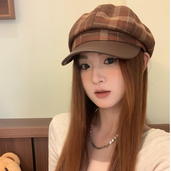 CDLM陈大刘芒氛围感拉满！美拉德八角帽子英伦千鸟格贝雷帽画家帽
