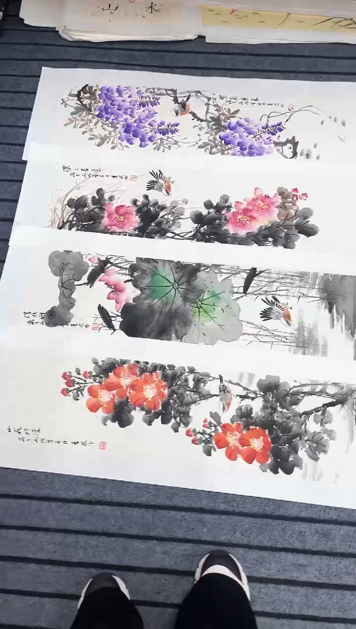 精品国画花鸟作品条屏