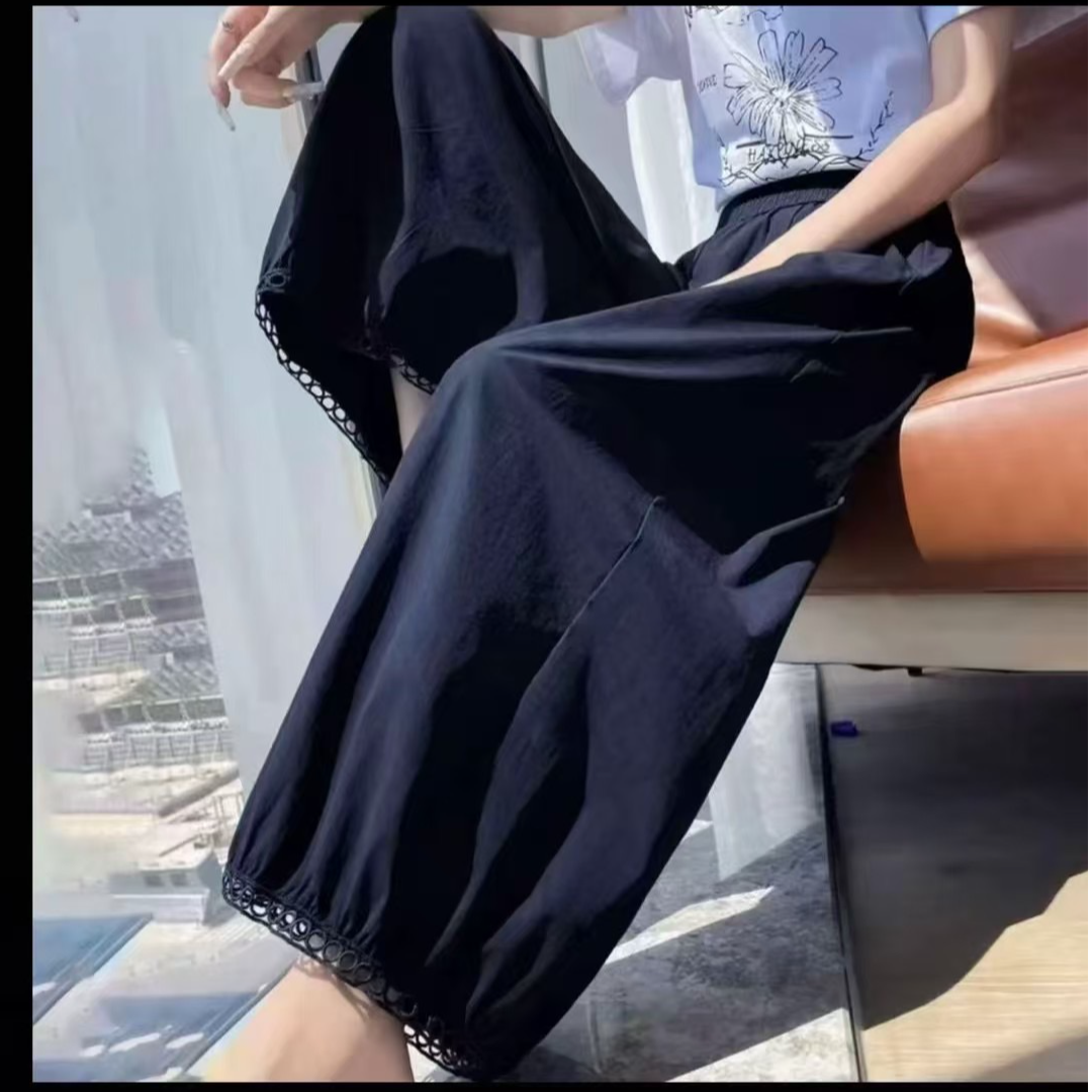 2025夏季新品时尚百搭潮流纯色休闲洋气显瘦女士裙裤