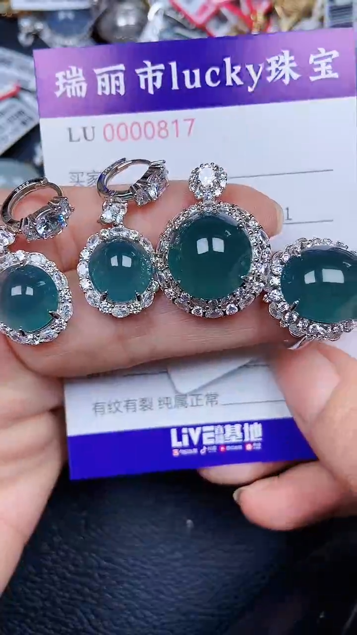 颈饰银S925镶嵌翡翠0817