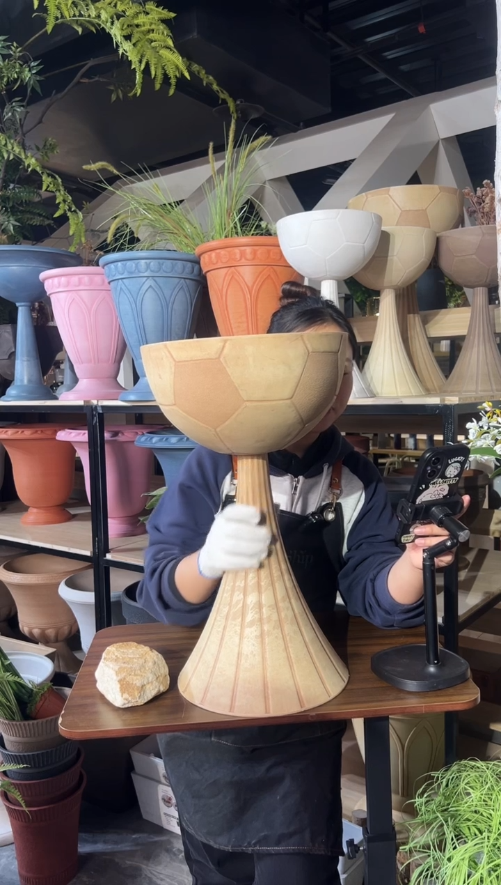 30.5*51/11NZ30/象牙色足球杯浮雕可拆卸酒杯花盆