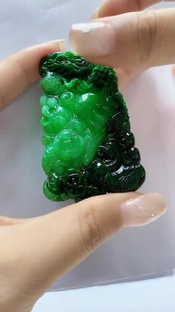 定制翡翠未镶嵌5145ms-毛货47龙牌