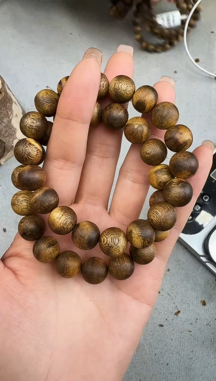 沉香手串1209虎斑棋圆珠单圈多样性发一