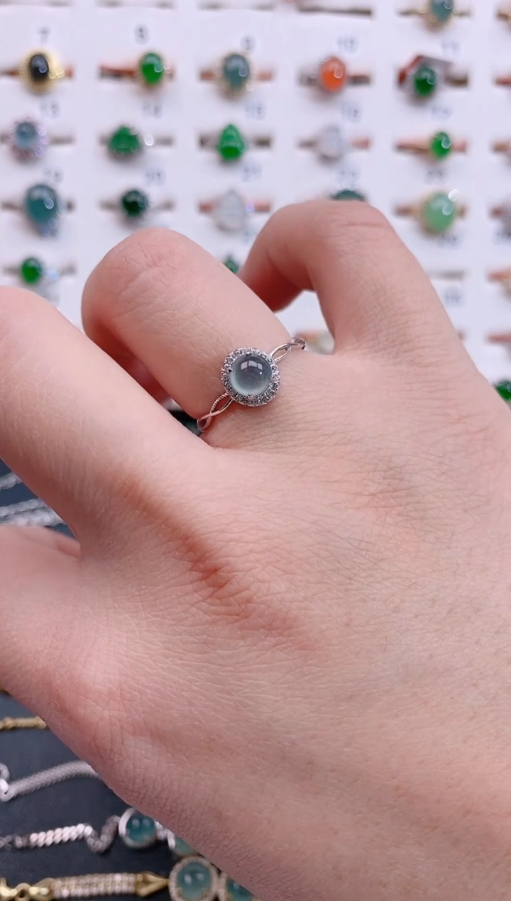 银S925镶嵌戒指翡翠天然翡翠