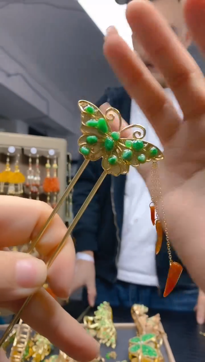 【闪购商品】翡翠耳饰合金0292翡翠发簪