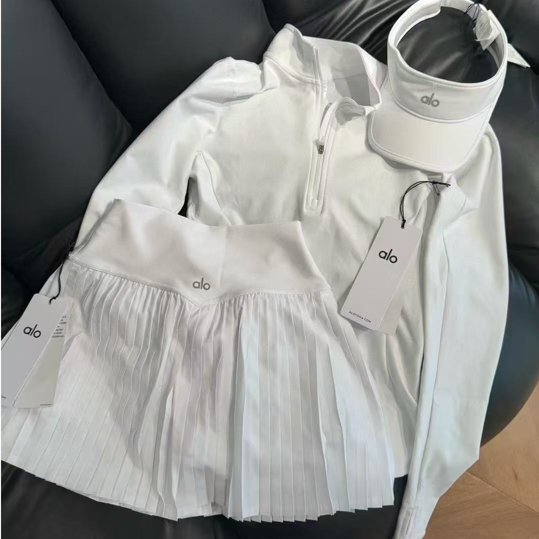 GXW2025SS 瑜伽运动风韩系高腰百褶裙套装