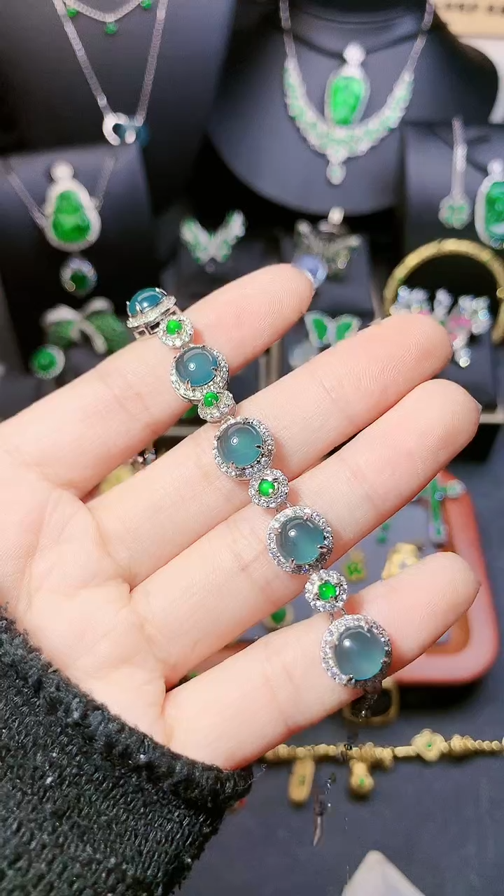 【闪购商品】翡翠手链银S925镶嵌手链