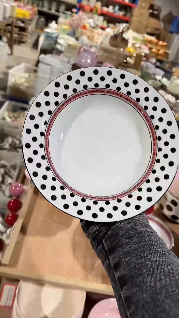 陶瓷波点草帽深盘微瑕 凑满20元包邮