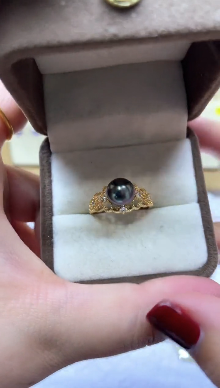 【闪购商品】海水珍珠戒指银S925镶嵌大溪地戒指