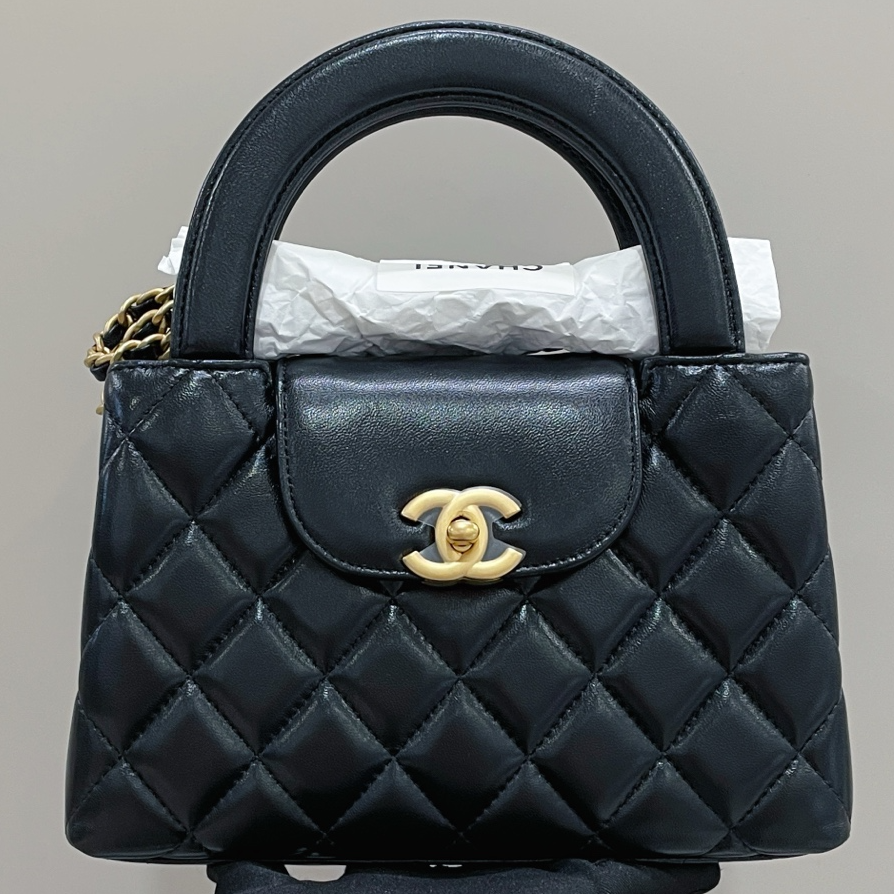 未使用 Chanel/香奈儿 25C kelly 黑色金扣 手提斜挎包 /7SH39626