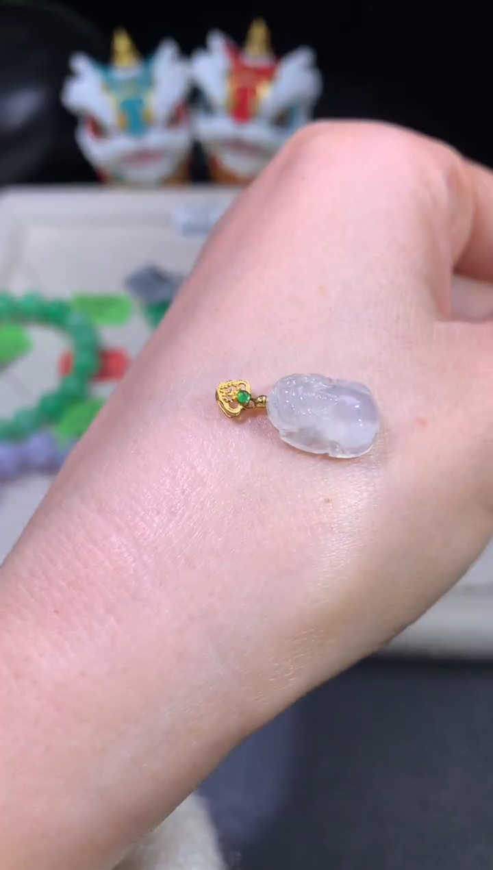 吊坠(不含链)18K金镶嵌翡翠翡翠