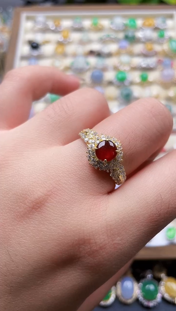 银S925镶嵌戒指翡翠2