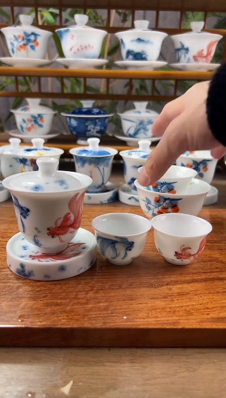 【闪购商品】全品红蓝锦鲤美人备+小盖置+美人杯2个