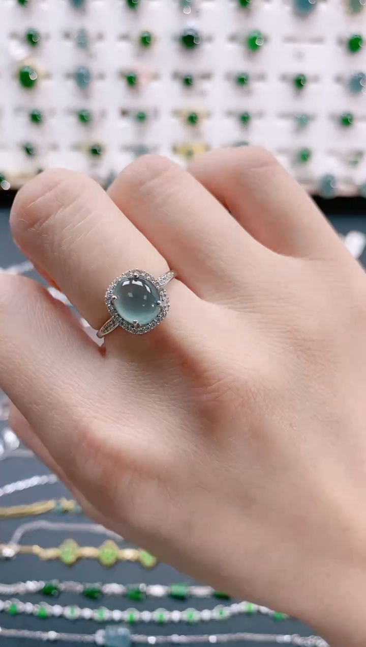 【闪购商品】翡翠戒指银S925镶嵌天然翡翠