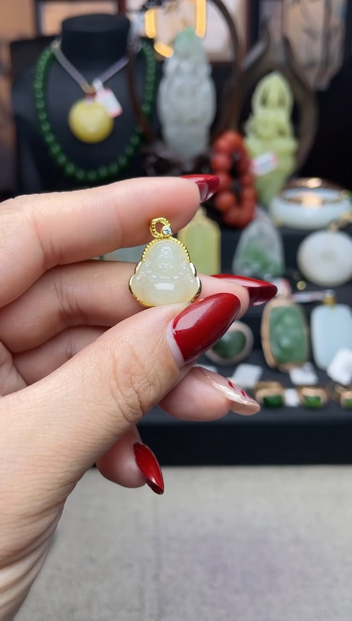 【闪购商品】和田玉颈饰银S925镶嵌吊坠