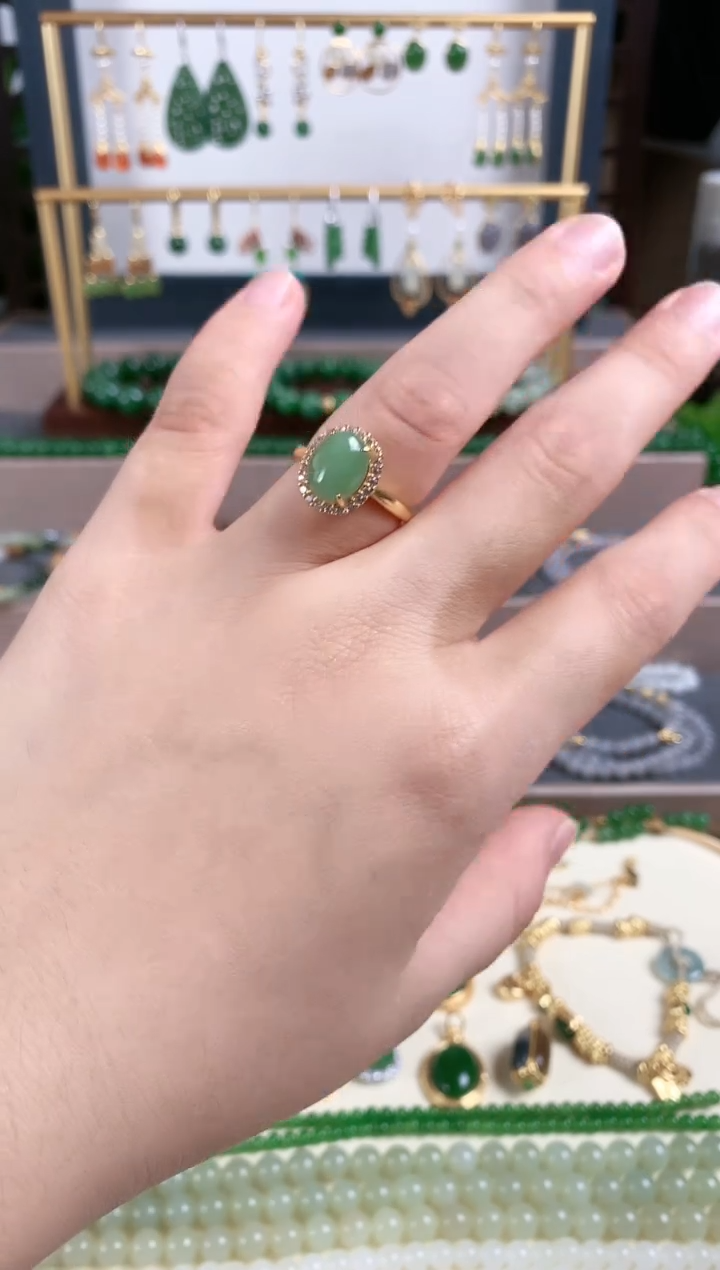 银S925镶嵌戒指和田玉1