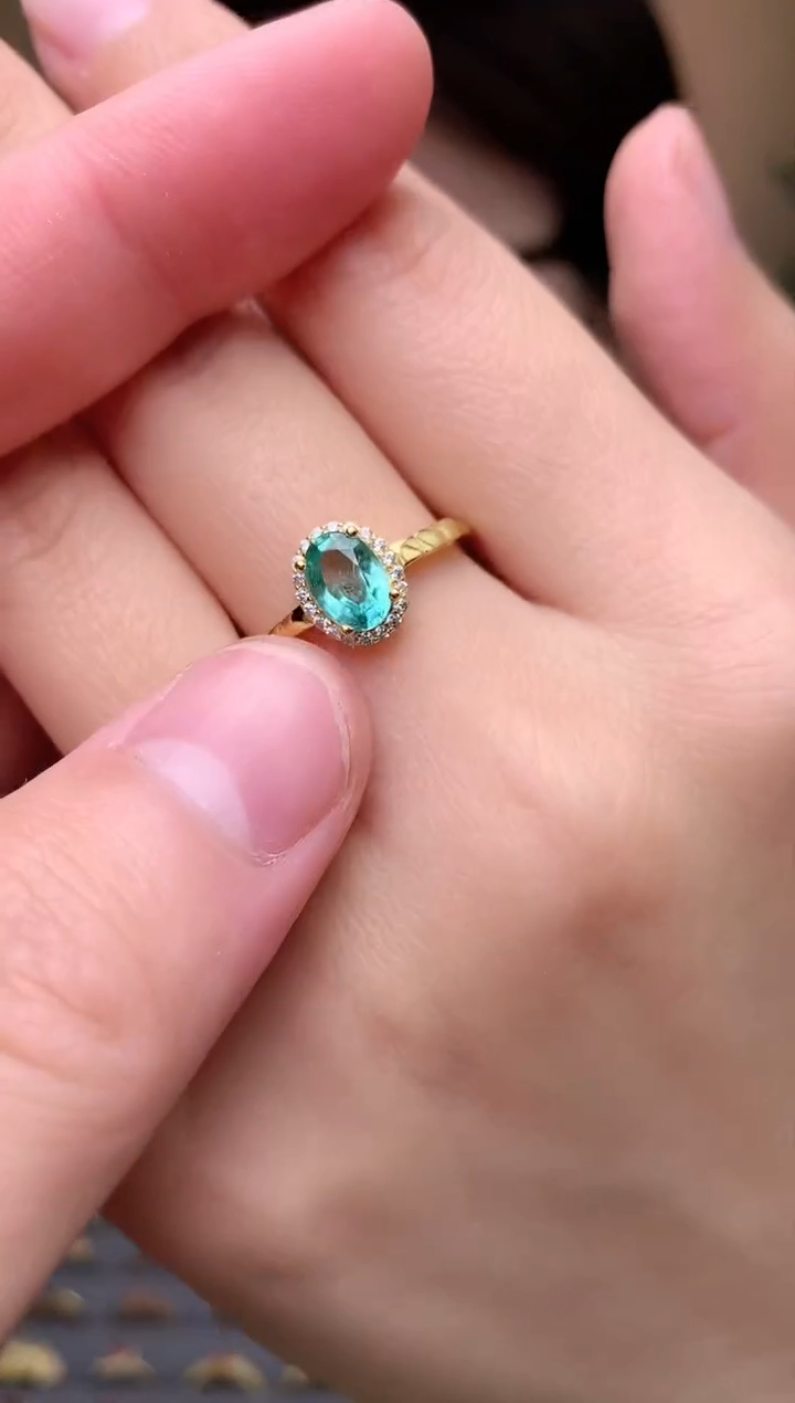 【闪购商品】祖母绿戒指银S925镶嵌戒指