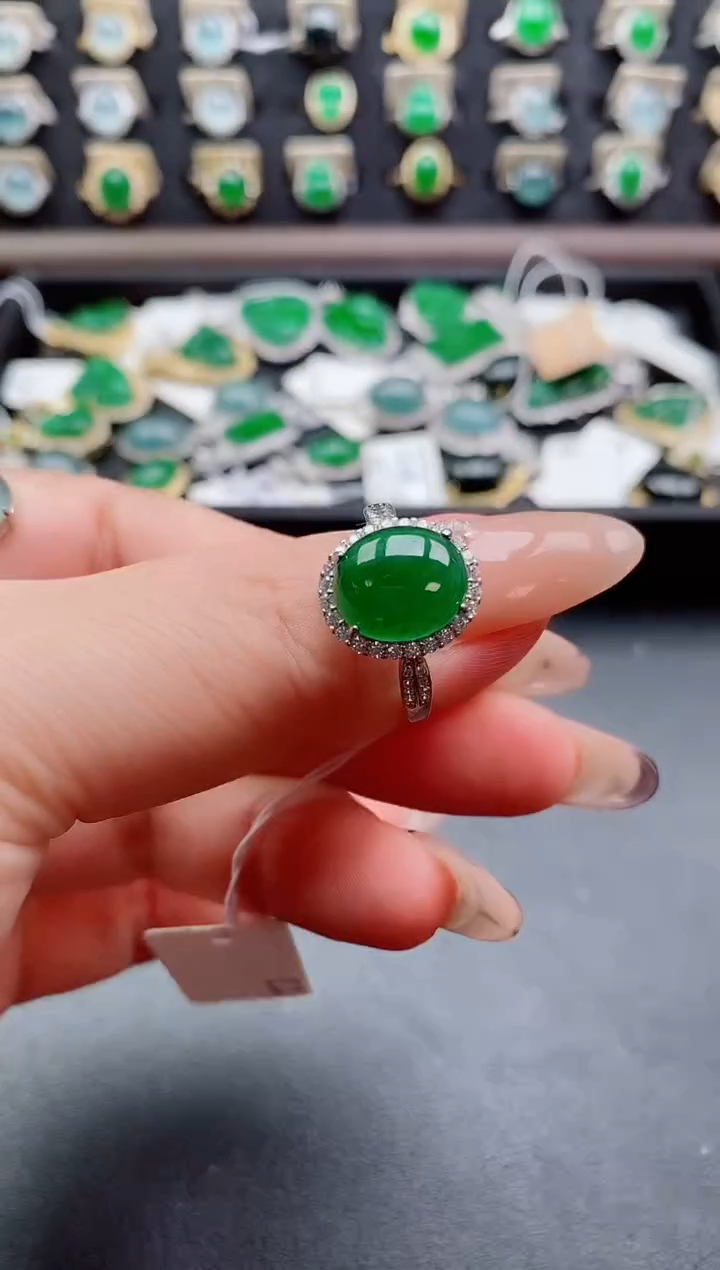 银S925镶嵌戒指翡翠1