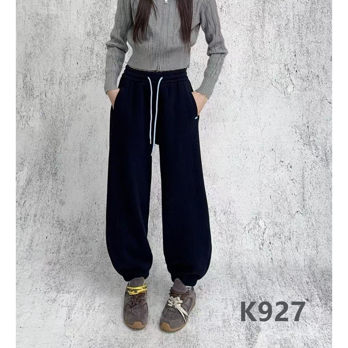 927纯色百搭女士加绒休闲裤