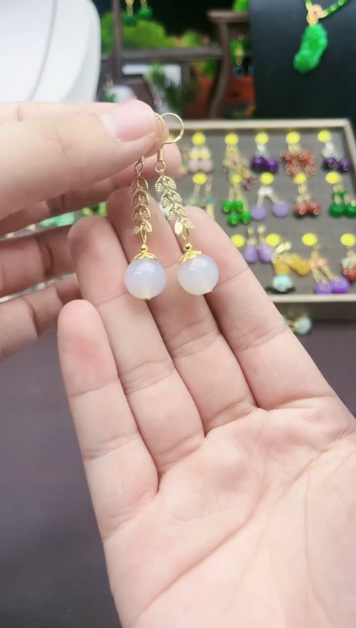 【闪购商品】玛瑙/玉髓耳钉银S925镶嵌915000