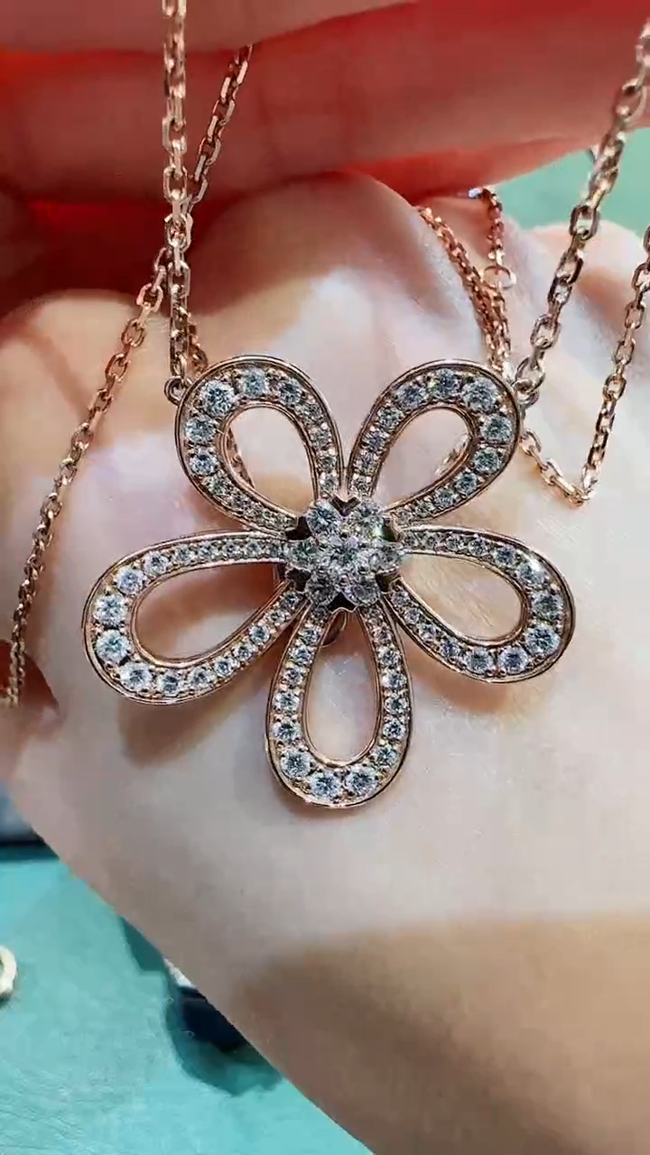 【闪购商品】钻石套链18K金镶嵌18K金钻石花花套链