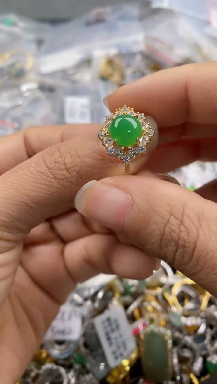 银S925镶嵌戒指翡翠333---6