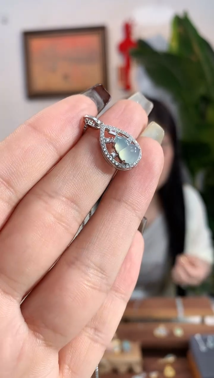 【闪购商品】翡翠银S925镶嵌吊坠(不含链)吊坠