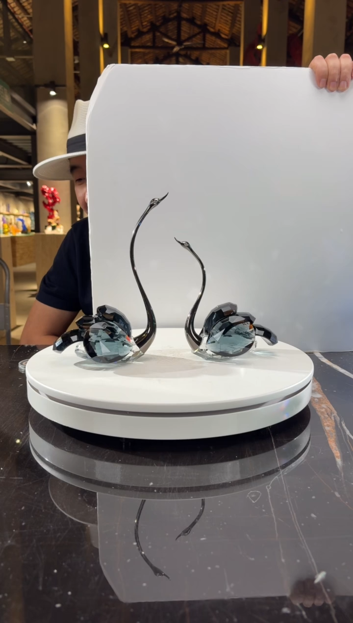 摆件CS0103050墨兰水晶天鹅一对