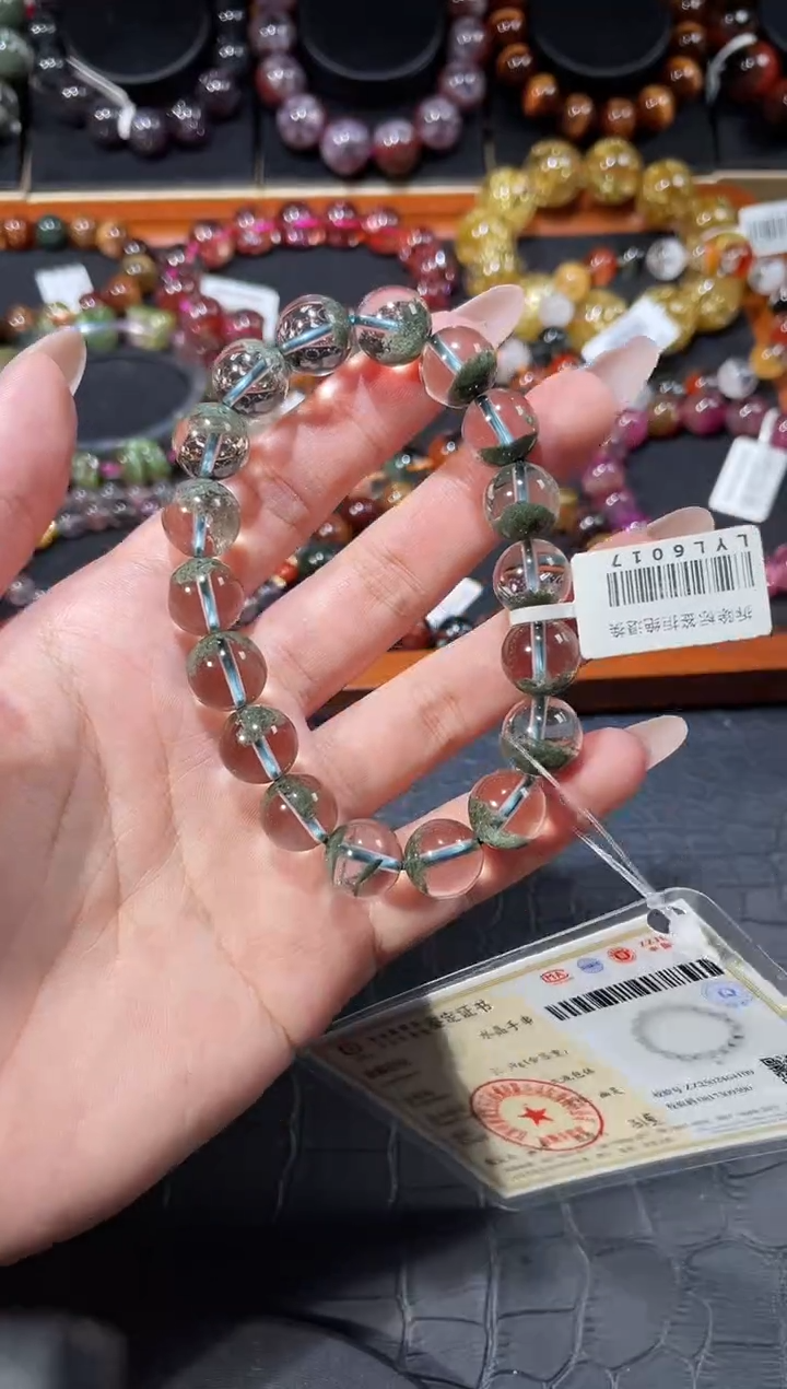 未镶嵌手链水晶11mm绿幽灵聚宝盆手链