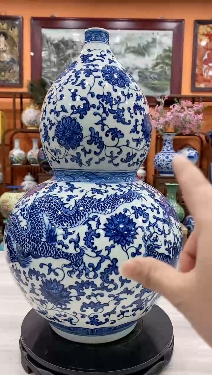 【闪购商品】瓶青花龙纹手工手绘手工手绘葫芦高度59CM