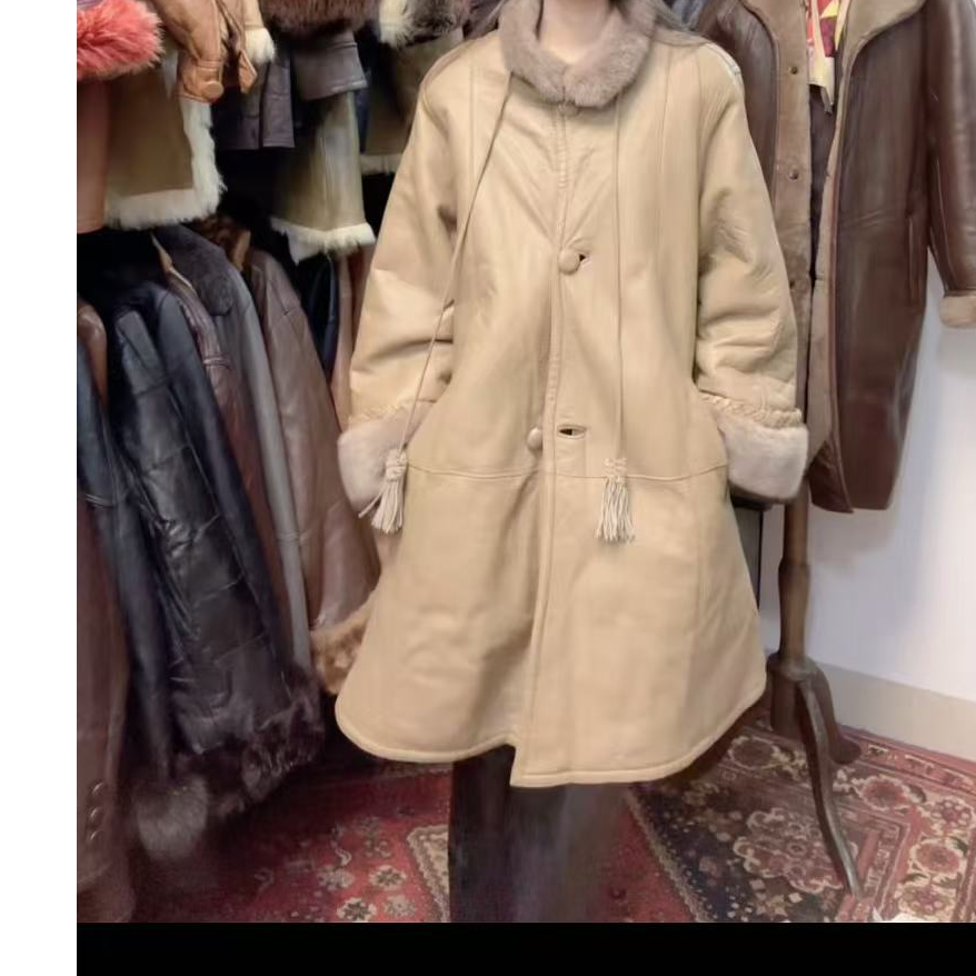 古着 复古皮衣 皮毛一体春秋款
