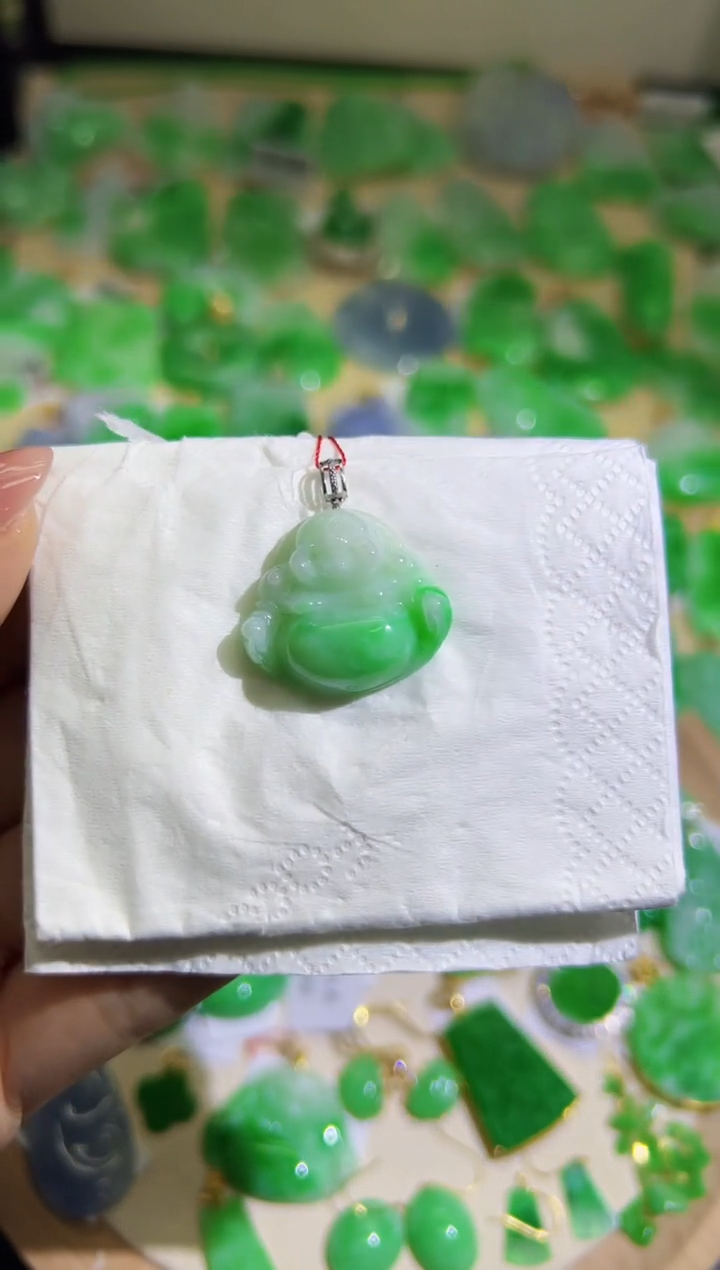 【闪购商品】翡翠颈饰18K金镶嵌Q缅料A货翡翠/支持复检/一件