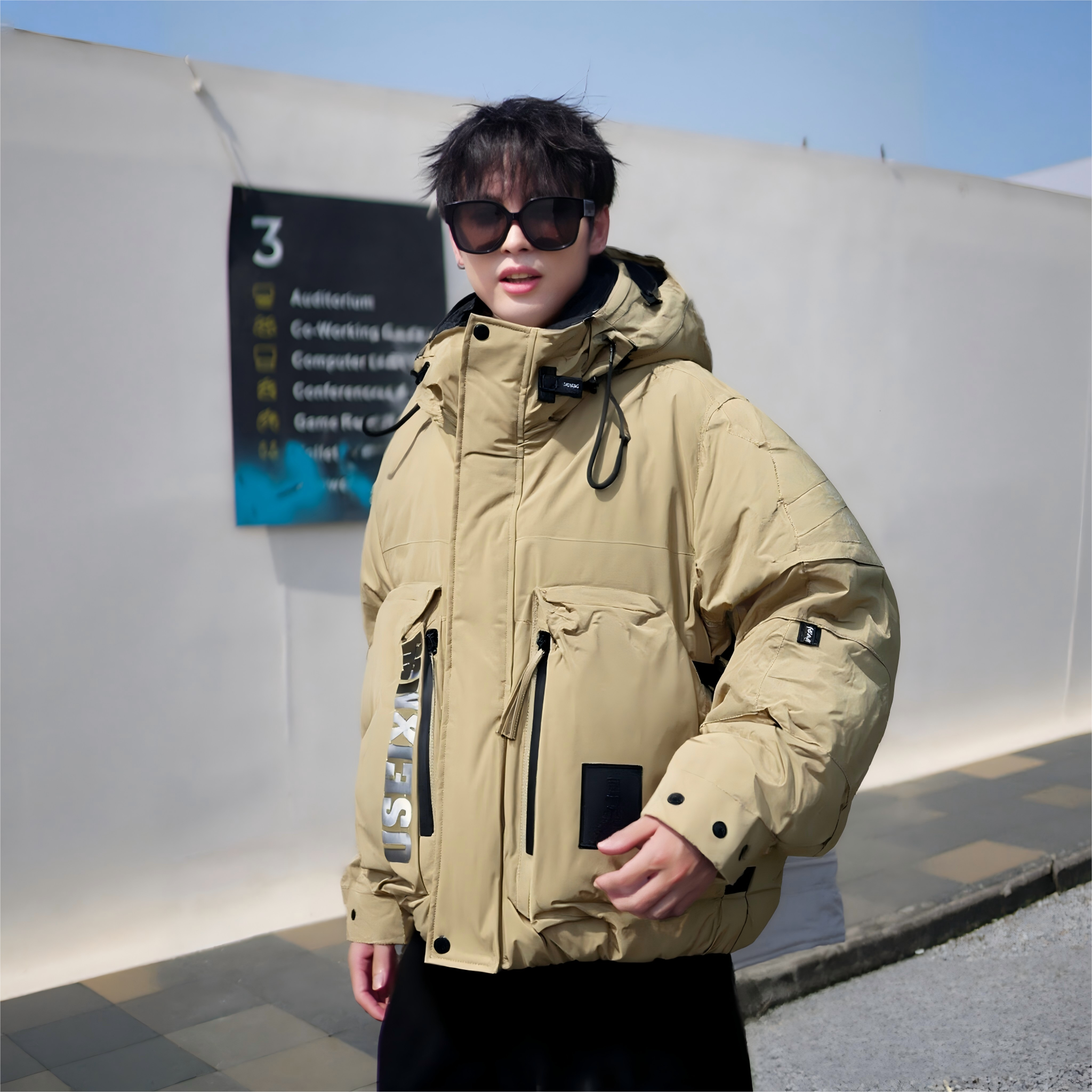 504【加厚阔版外套】--欧潮款秋冬季保暖厚款防寒服外套--8859