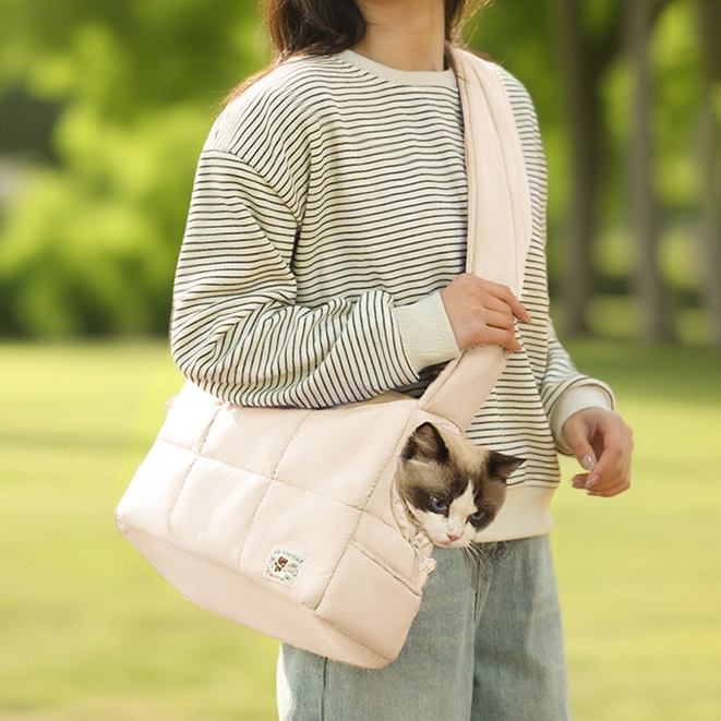 宠物包简约外出便携单肩斜挎包大空间布偶英短外出神器防挣脱狗包