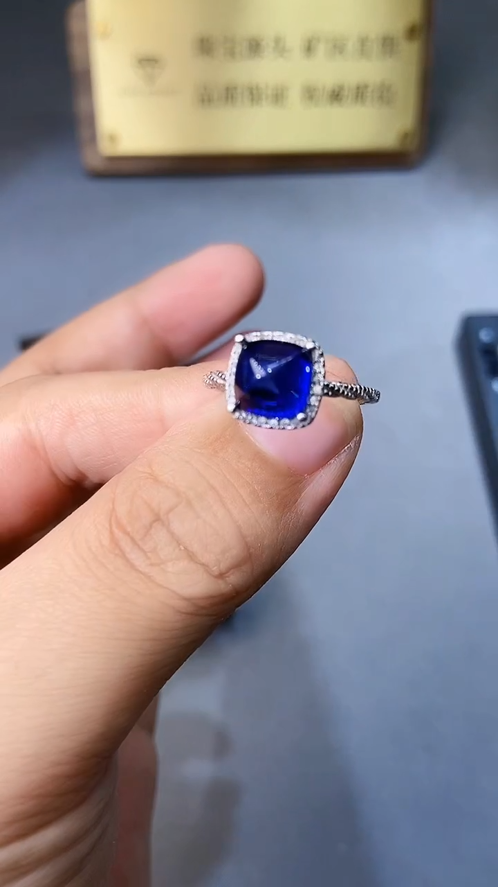 【闪购商品】蓝宝石戒指银S925镶嵌354