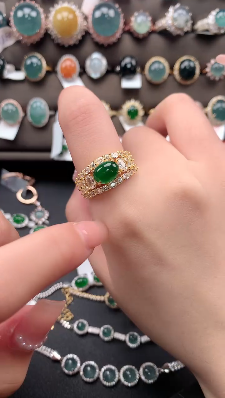 【闪购商品】翡翠戒指银S925镶嵌51241