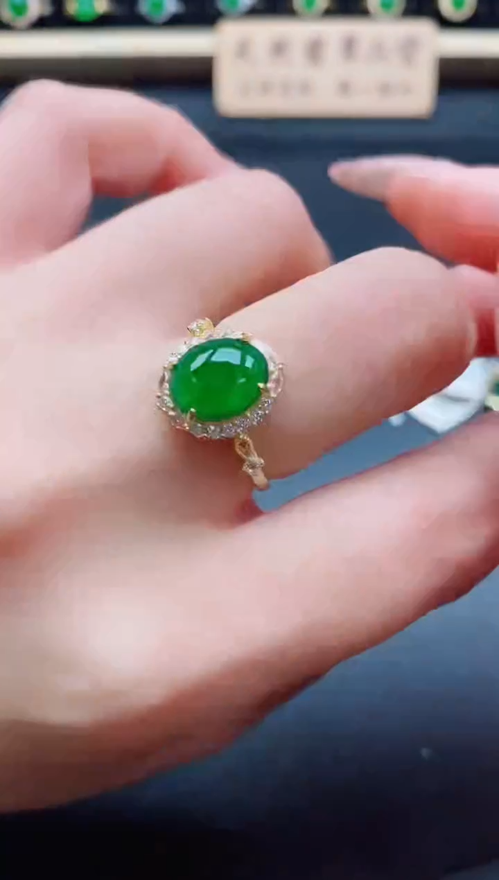 银S925镶嵌戒指翡翠1